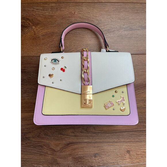 Aldo Handbags - ALDO Colorblock Embellished Satchel – Chic Statement Handbag